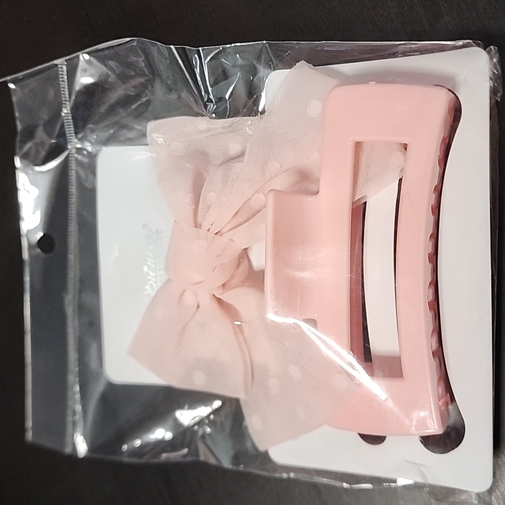 Pink Hair Clip and Bow Set